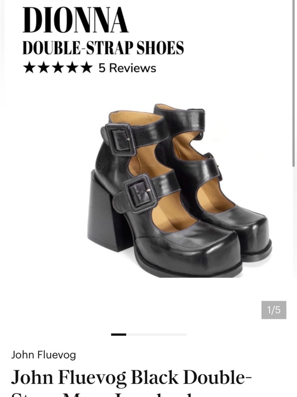 John Fluevog Black Double-Buckle Platform Mary Janes